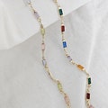 18K Gold Filled Rainbow Crystal Anklet: Colorful Stone Bracelet