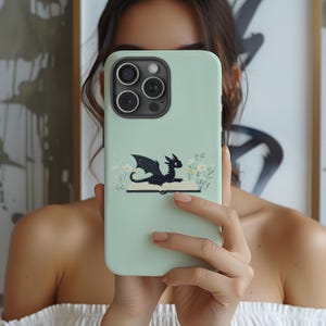 Dragon Book Phone Case, Dragon Lover Gift, Fantasy Phone Cover, Mythical Creature Phone Case, Unique Gift for Bookworm, Protective