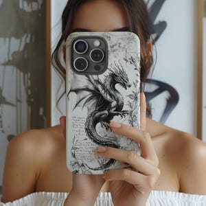 Book Dragon Phone Case, Fantasy Bookshelf Design, Magical Library Case for iPhone16 15 14 13, Galaxy, Pixel 9, Cute Mythical Gift
