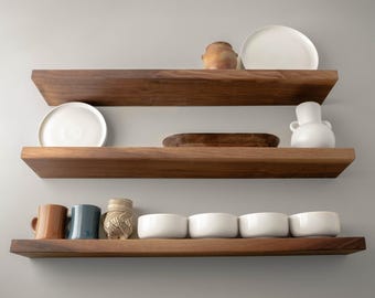 Solid American Walnut Shelf - Floating Shelf - Cantilevered Shelf - Modern Shelf - Wall Mounted Shelf - Real Walnut - Model WRS