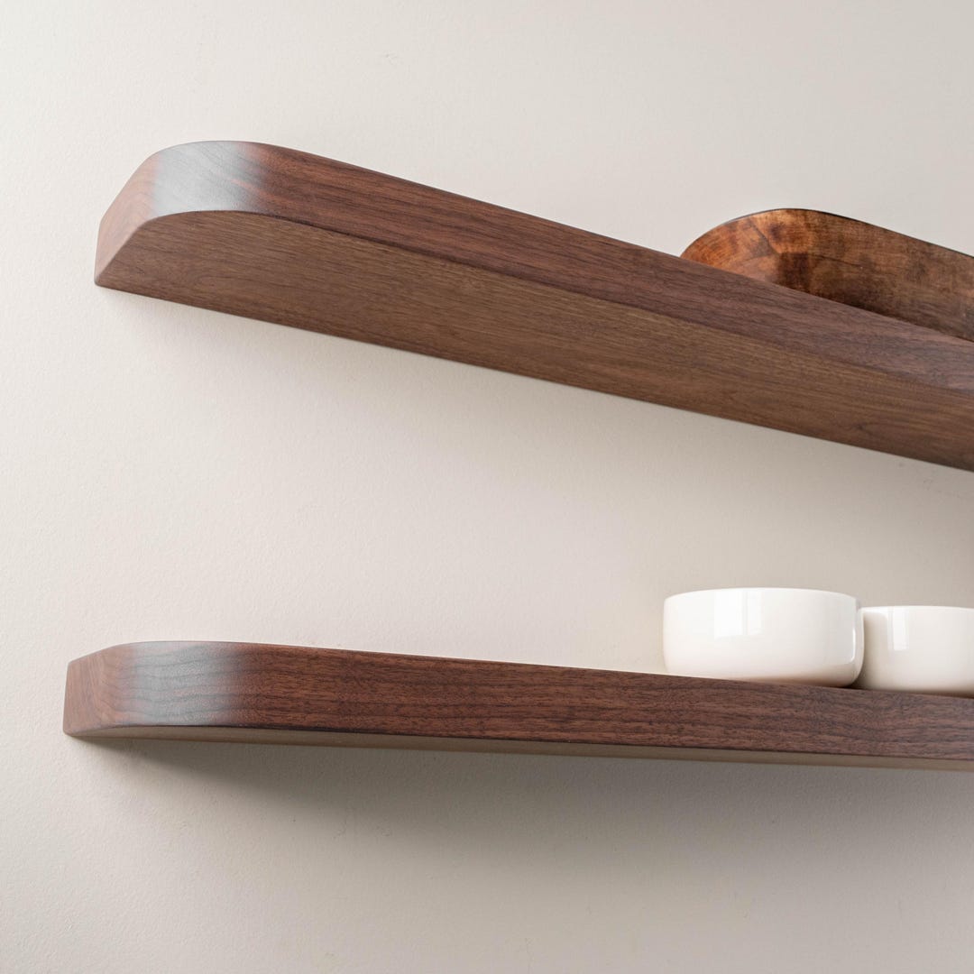 Solid American Walnut Shelf With Rounded Corners - Floating Shelf ...