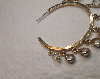 Gold crystal Swarovski hoop earrings