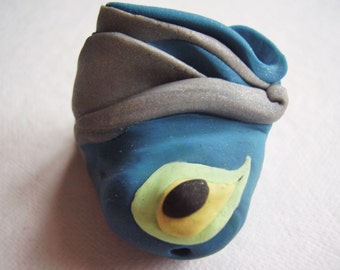 Alien Eye Sculpture Bead Deviant Art Strange Object Blue Eye Unique Sculpture Alien Bead jewelry supply art supply