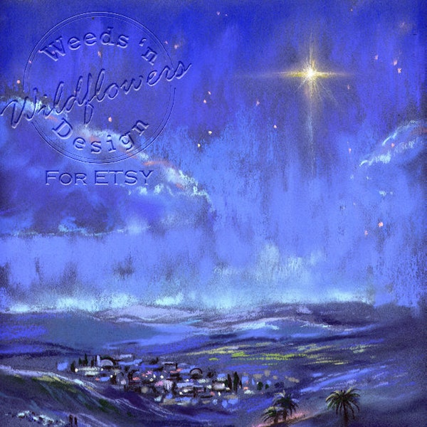 Christmas Bethlehem Star - 300 dpi Digital File - By Request for Christmas Programs Cards 8 in x 11 in or NEW Size added- 11 in x 14 in