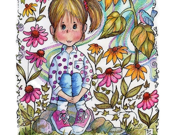 Coloring Book Pages - PLUS BONUS Greeting Card-size Art  Digital Download Enjoy Today Colored Pencils Jel Pens You Print Your Quality Papers