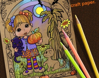 Halloween Instant Download Digital coloring page