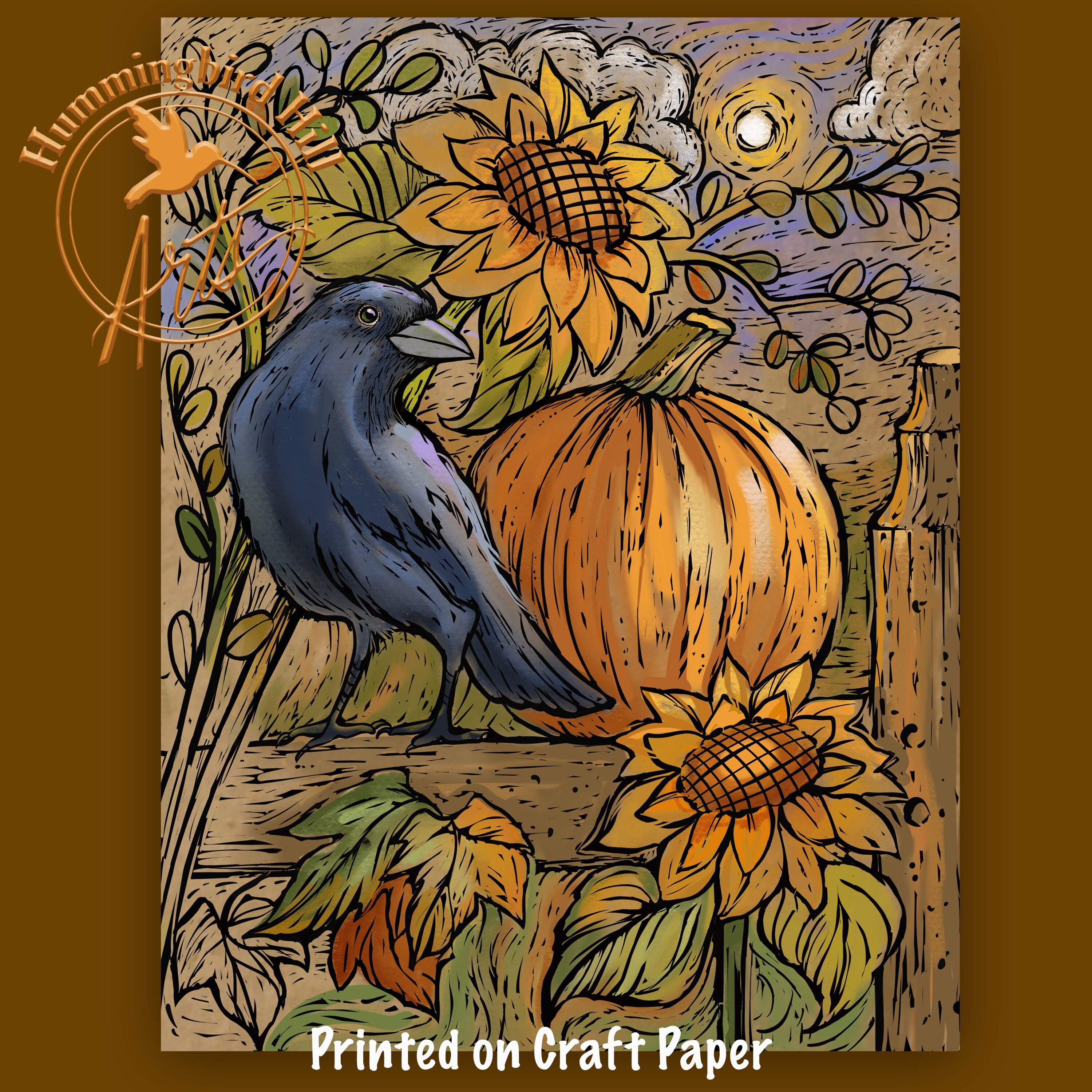 Instant Download Digital Printable Coloring Page - Autumn Fall - Crow ...