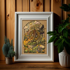 Herbst Sofort Download Druckbare Malseite - Herbst Herbst Bauernhof Ernte Krähe Schlucht Kürbisse Sonnenblumen