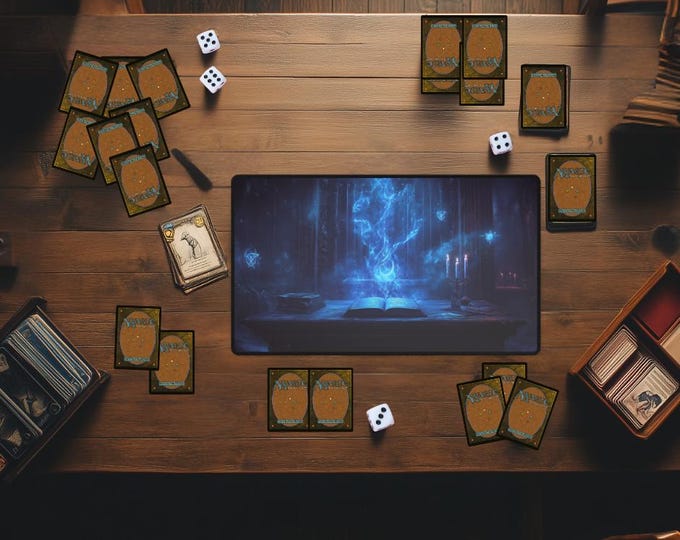 Blue Mana Sorcery Devotion Playmat | Fantasy Spellcaster Table | MTG & TCG Mat