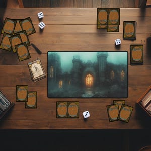 Castle Wall MTG Playmat | Lands Magic The Gathering Desk Mat | TCG Card Game Mat for Tabletop Gaming