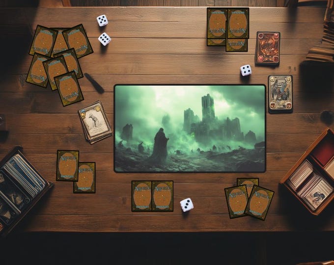 MTG Death Magic Playmat | Custom Magic the Gathering Black Desk Mat | TCG Trading Card Game Mat