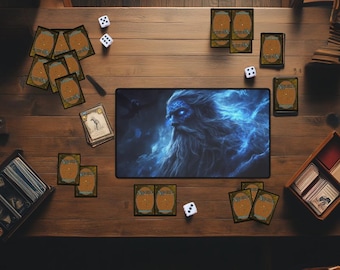 Blue Synergy MTG Playmat | Nordic Warrior Magic the Gathering Desk Mat | TCG Trading Card Game Mat
