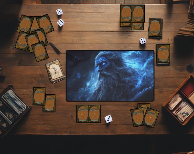 Blue Synergy MTG Playmat | Nordic Warrior Magic the Gathering Desk Mat | TCG Trading Card Game Mat