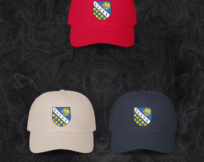Custom Family Crest Embroidered Cap + Heraldic Scroll Bundle Download | Personalized Coat of Arms Gift & Blazon Included | Embroidery Hat