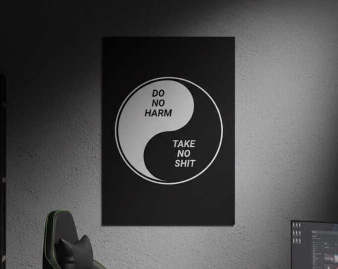 Do No Harm Take No Shit Yin Yang Poster | Funny Motivational Balance Wall Art