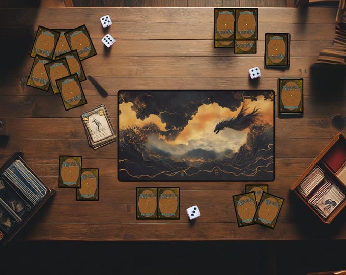 Dragon's Ascent MTG Playmat | Eclipsed Flame Magic the Gathering Desk Mat | TCG Trading Card Game Mat