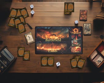 Red Mana MTG Playmat with Zones: Trading Card Game Mat