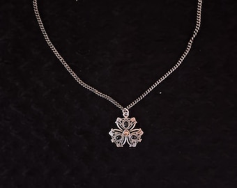 Dark Gothic Emblem Necklace | Antiqued Silver Triskelion Pendant, Black Onyx Inlay Amulet, Shadow Magic Fantasy Jewelry