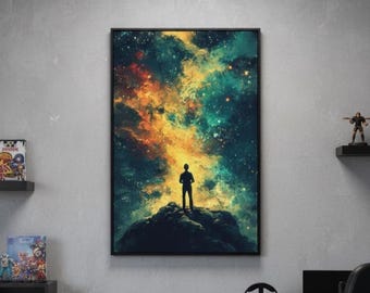 Cosmic Nebula Summit Poster | Space Explorer Gaming Room Wall Art Print