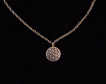 Ancient Geometric Mandala Necklace | Antique Bronze Rose Window Pendant, Sacred Geometry Medallion, Elven Fantasy Jewelry