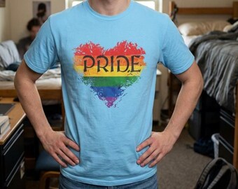 Pride Rainbow Heart Distressed LGBT T-Shirt