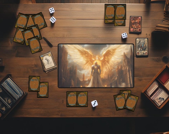 White Mana Themed MTG Playmat | Custom Magic the Gathering Knight Desk Mat | TCG Trading Card Game Mat