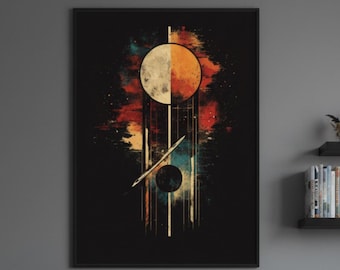 Cosmic Eclipse Planets Poster | Sci-Fi Gaming Room Wall Art Print
