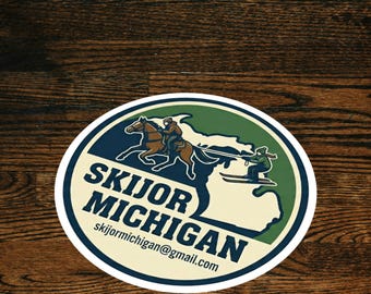Skijor Michigan Round Stickers Indoor\Outdoor