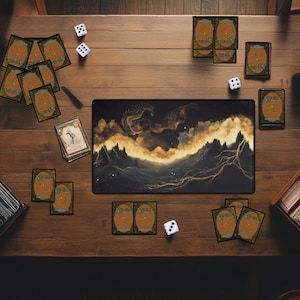 Golden Inferno Dragon MTG Playmat: Stitched Edge Trading Card Game Mat