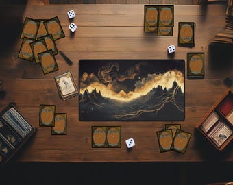 Golden Inferno Dragon MTG Playmat | Custom Magic the Gathering Desk Mat | TCG Trading Card Game Mat