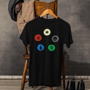 Mana Colors Shirt | Five-Mana Symbol Tee | Tabletop Game Shirt | Perfect for MTG, Dungeon Masters, and Tabletop Gamers