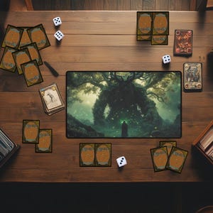 Green Mana Forest Giant Theme MTG Playmat | Custom Magic the Gathering Desk Mat | TCG Trading Card Game Mat