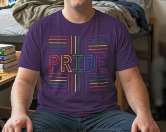 Geometric Pride Stripes Rainbow LGBTQ T-Shirt