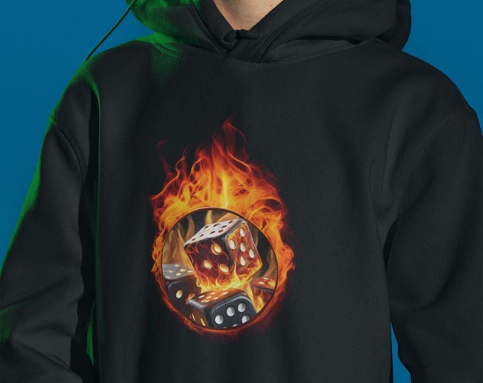 Fiery Dice Hoodie for Epic Gamers