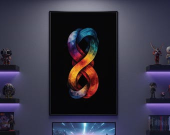 3D Rainbow Infinity Symbol Poster | Eternal Loop Gaming Wall Art Print