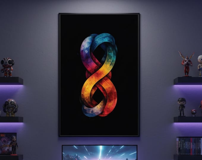 3D Rainbow Infinity Symbol Poster | Eternal Loop Gaming Wall Art Print