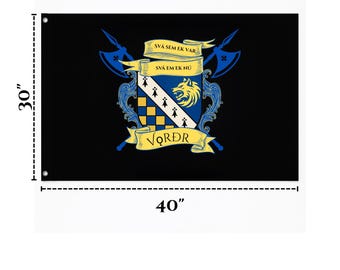 Custom Family Crest Flag + Heraldic Scroll Bundle | Personalized Coat of Arms Gift | Blazon & Digital Files Included | Double Sided Flag