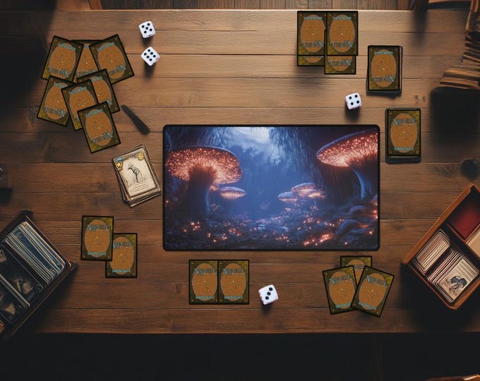 Mushroom Cave MTG Playmat | Custom Magic the Gathering Desk Mat | TCG Trading Card Game Mat