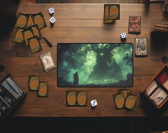 Green Mana Forest Eye Theme MTG Playmat | Custom Magic the Gathering Desk Mat | TCG Trading Card Game Mat