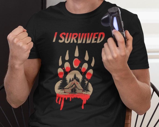 I Survived Bear Tee - Bloody Paw Tent Survival Shirt