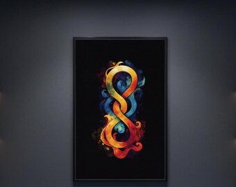 Fiery Infinity Symbol Poster | Cosmic Flame Loop Gaming Room Wall Art Print