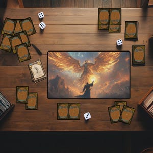 Angel MTG Playmat | White Magic The Gathering Desk Mat | TCG Card Game Mat for Tabletop & PC Gaming