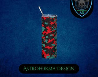 Red Teal Green Assault Camo Tumbler - 20oz Insulated Stainless Steel Action Gamer Gift