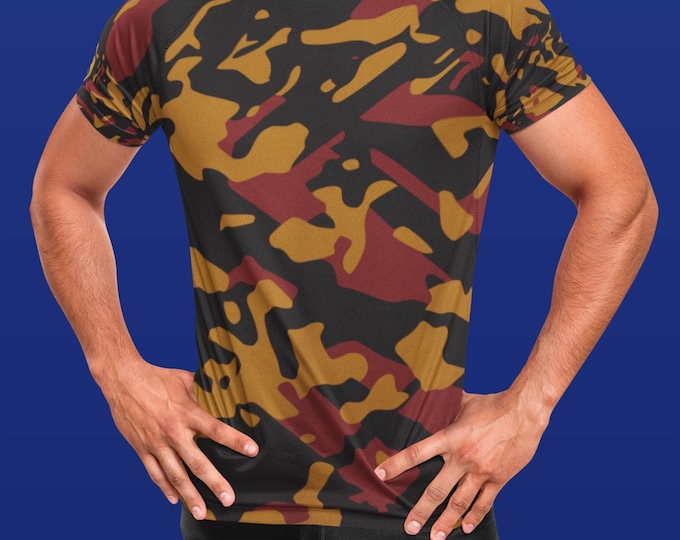 Autumn Green Orange Classic Woodland Camo T-Shirt - Gamer Tee Short Sleeve