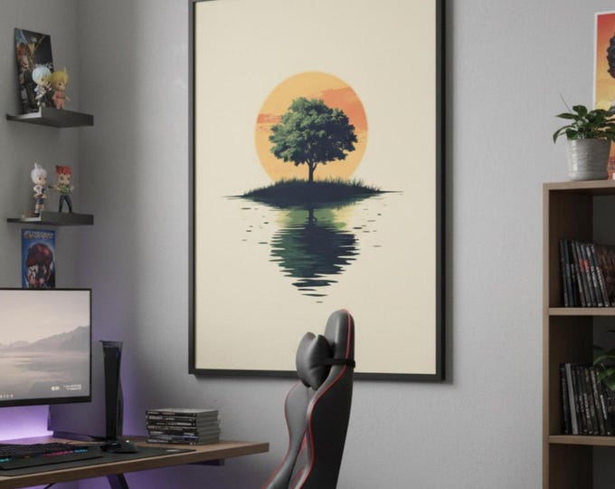 Solitary Island Tree Reflection Poster