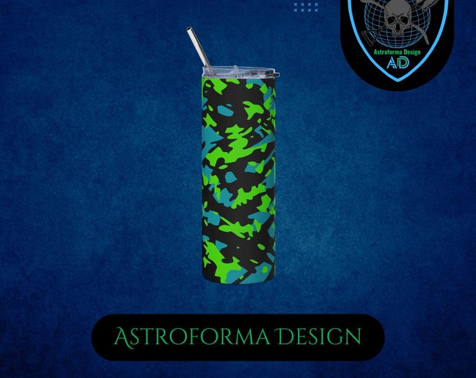Teal Green Black Camo Tumbler: 20oz Insulated Stainless Steel