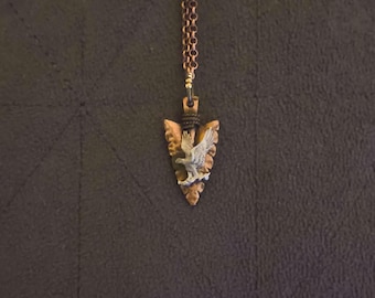 Ancient Arrowhead Talisman Necklace | Bronze Ranger Weapon Pendant, Eagle Totem Charm, Mythic Hunter Fantasy Jewelry