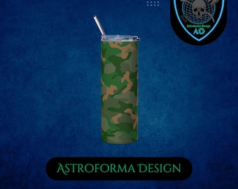 Classic Green Woodland Camo Tumbler - 20oz Insulated Stainless Steel Tactical Gamer Gift