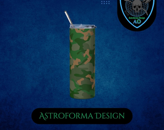 Classic Green Woodland Camo Tumbler - 20oz Insulated Stainless Steel Tactical Gamer Gift