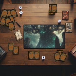 Green Mana Theme MTG Playmat | Custom Magic the Gathering Desk Mat | TCG Trading Card Game Mat